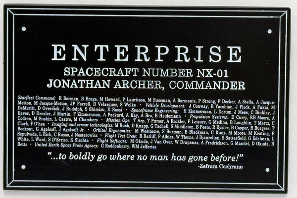 Star Trek DEDICATION PLAQUE #12 U.S.S. ENTERPRISE NX-01
