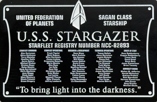 Star Trek DEDICATION PLAQUE #6 U.S.S. STARGAZER