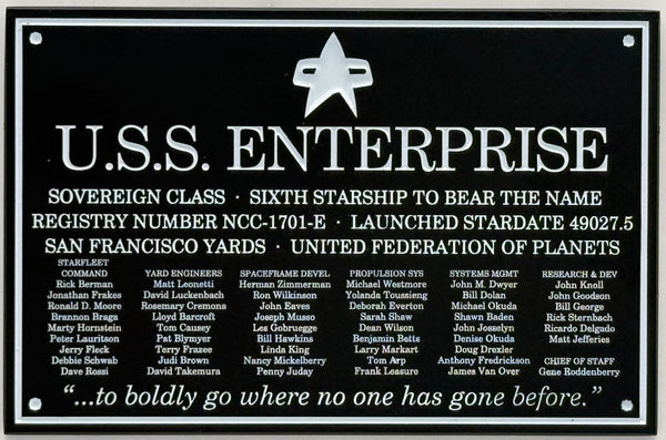 Star Trek DEDICATION PLAQUE #13 U.S.S. ENTERPRISE NCC-1701-E