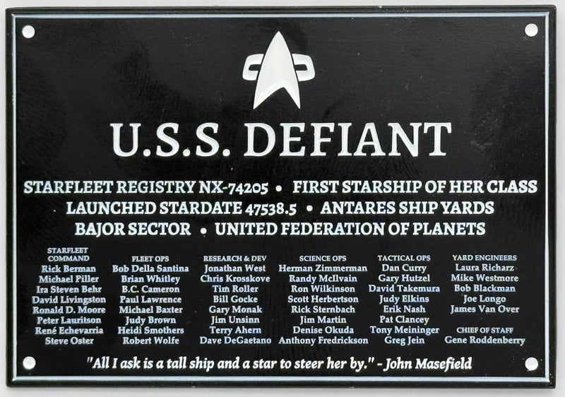 Star Trek DEDICATION PLAQUE