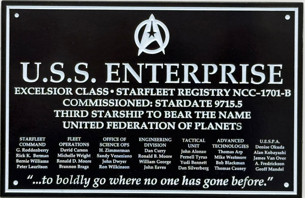 Star Trek DEDICATION PLAQUE #11 U.S.S. ENTERPRISE-B
