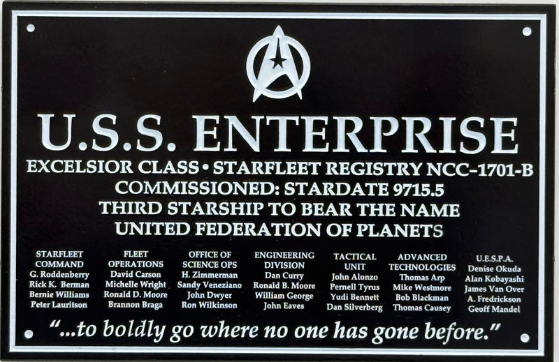 Star Trek DEDICATION PLAQUE